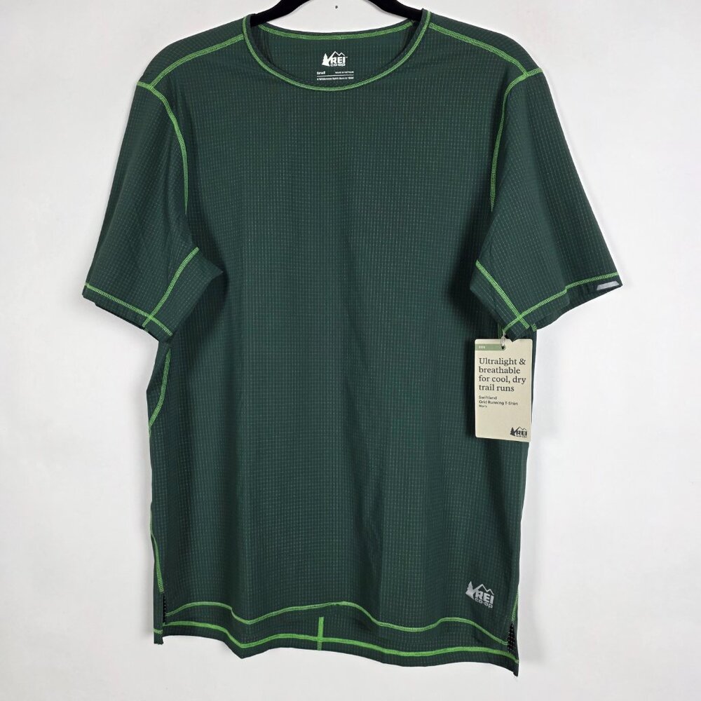 REI Swiftland Grid Running Ultralight NWT Mens Small Short Sleeve Green T Shirt